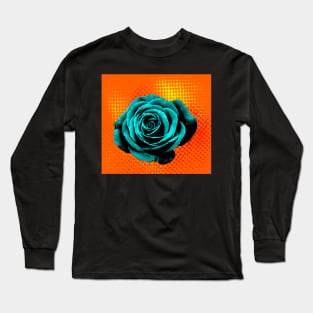 Rose pop art blue, orange, yellow Long Sleeve T-Shirt